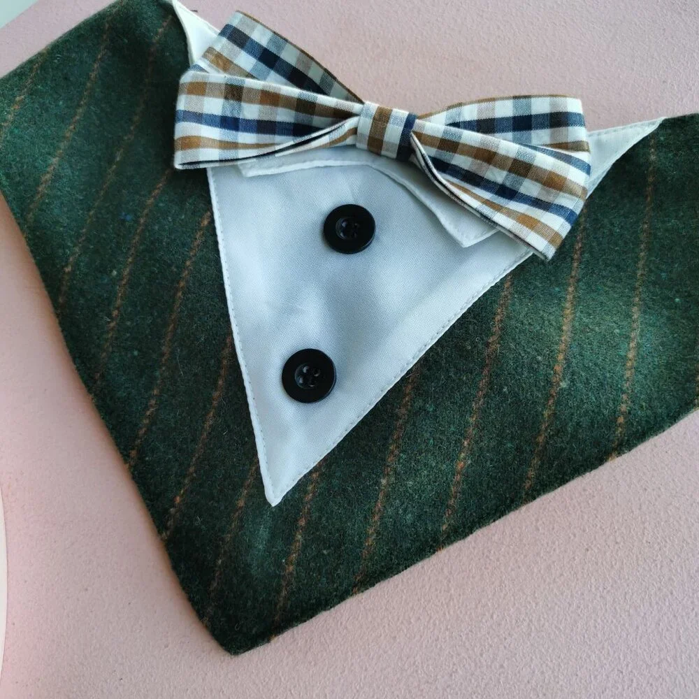 Pet Tuxedo Suit Bandana Bowtie For Dogs & Cats - Adjustable Triangle Scarf Acces